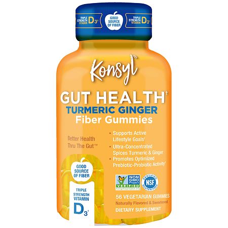 Konsyl Gut Health Turmeric Ginger Fiber Gummies - 56.0 ea