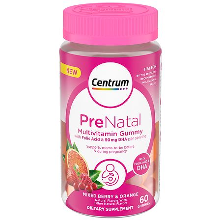 Centrum Prenatal Multivitamin Gummies with Folic Acid and DHA Mixed Berry & Orange - 60.0 ea