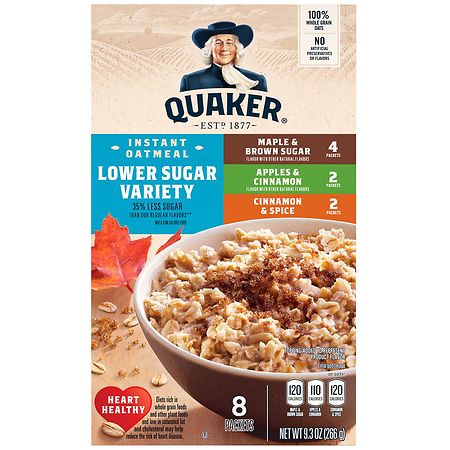 Quaker Oats Low Sugar Instant Oatmeal Assorted - 1.16 oz x 8 pack