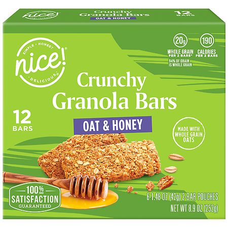 Nice! Crunchy Granola Bars Oat & Honey - 1.48 oz x 6 pack