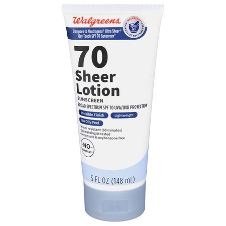 Walgreens Sheer Lotion Sunscreen SPF 70 - 5.0 fl oz