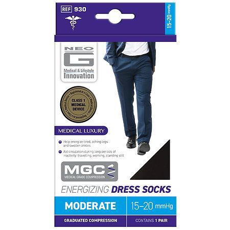 Neo G Compression 15-20 mmHg Knee High Energizing Dress Socks Black - XL 1.0 pr