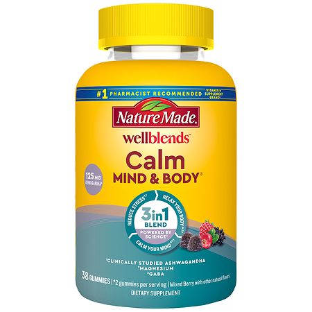 Nature Made WellBlends Calm Mind & Body Stress Relief Ashwagandha Gummies Mixed Berry - 38.0 ea