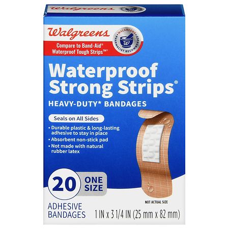 Walgreens Waterproof Strong Strips 1 in x 3 1/4 in - 20.0 ea