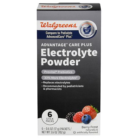 Walgreens Advantage Care Plus Electrolyte Powder Stick Packs Berry Frost - 0.6 oz x 6 pack
