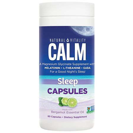 Natural Vitality Calm Sleep Capsules, Magnesium Glycinate with Melatonin - 60.0 ea