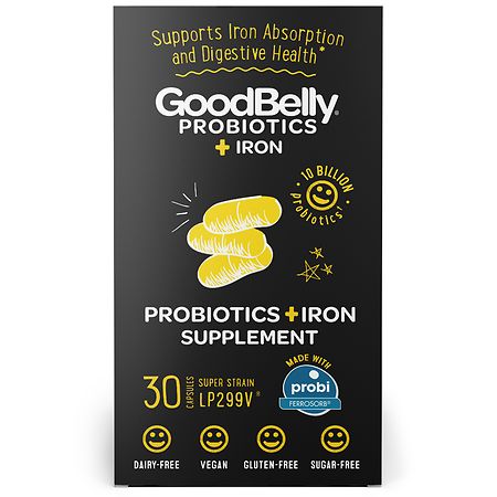 GoodBelly Probiotics Probiotic + Iron Supplement Capsules - 30.0 EA