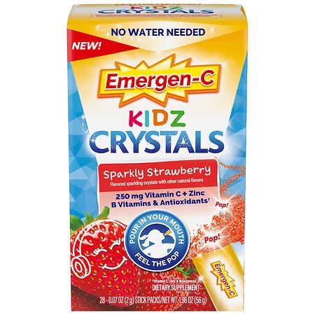 Emergen-C Kids Immune Support Supplement Crystals Sparkly Strawberry - 0.07 oz x 28 pack