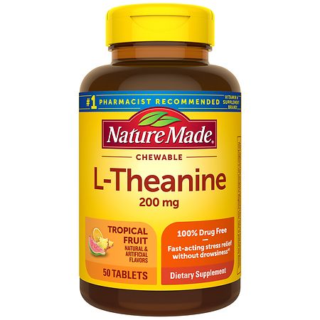 Nature Made L-Theanine 200 mg Chewable Tablets Tropical Fruit - 50.0 ea