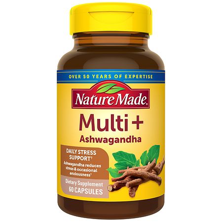 Nature Made Multi + Ashwagandha Capsules Multivitamin for Women and Men 60 - 60.0 ea