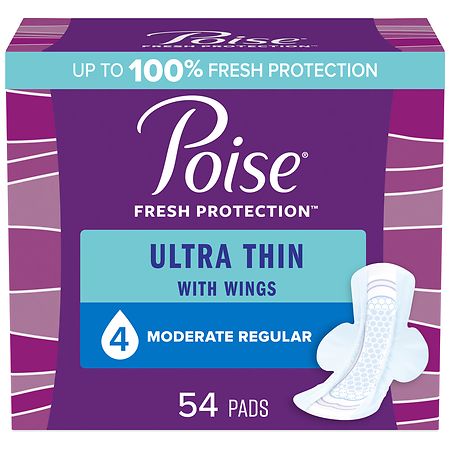 Poise Incontinence Ultra Thin 4 - Moderate Regular (54 ct) - 54.0 ea