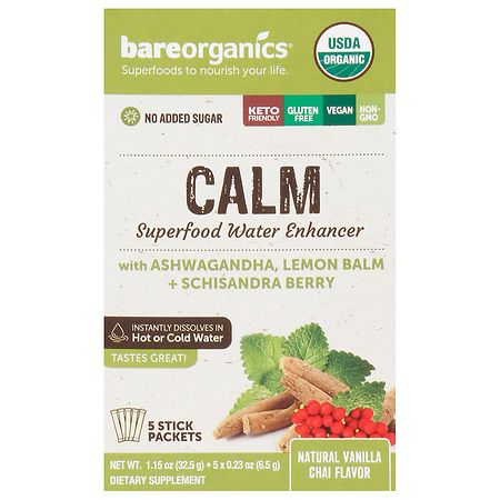 BareOrganics Calm Superfood Water Enhancer Vanilla Chai - 5.0 ea