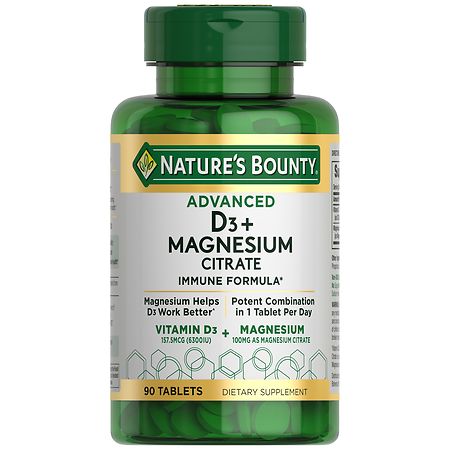 Nature's Bounty Advanced Vitamin D3 + Magnesium Citrate, Immune and Bone Supplement Tablets - 90.0 ea