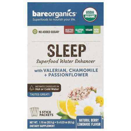 BareOrganics Sleep Blend Superfood Water Enhancer Berry Lemonade - 5.0 ea