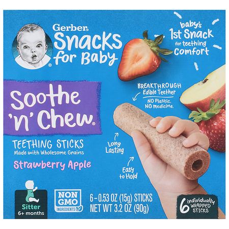 Gerber Soothe 'N' Chew Stawberry Apple - 0.53 oz x 6 pack