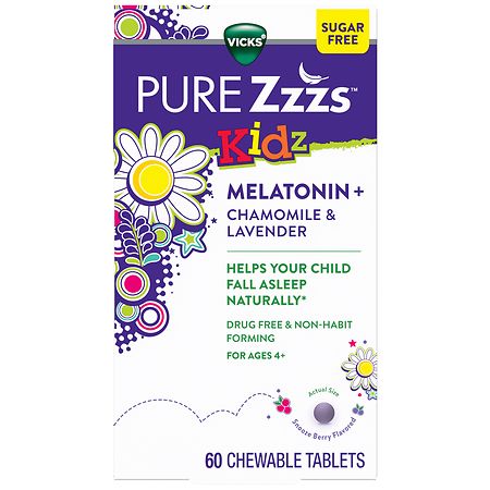 PURE Zzzs Kidz Melatonin Sleep Aid Chewable Tablets, Drug-Free & Non-Habit Forming Berry - 60.0 ea