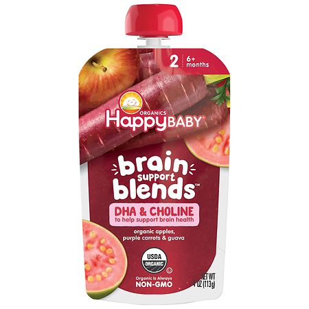 Happy Baby Brain Blends Apples, Purple Carrots & Guava - 4.0 oz