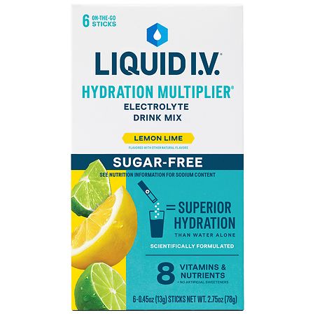 Liquid I.V. Hydration Multiplier - Sugar Free Electrolyte Drink Mix Lemon Lime, 6ct - 0.45 oz x 6 pack