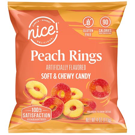 Nice! Peach Rings Soft & Chewy Candy - 4.0 oz