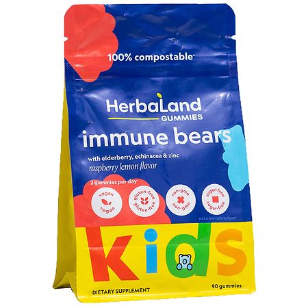 Herbaland Kid's Immune Bears Gummies Raspberry Lemon - 90.0 ea