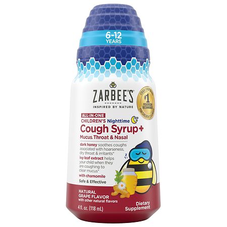Zarbee's Kids All-in-One Cough Nighttime for Ages 6-12 Grape - 4.0 fl oz