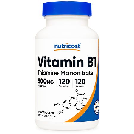Nutricost Vitamin B1 (Thiamin) 500 mg Capsules - 120.0 EA
