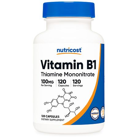 Nutricost Vitamin B1 (Thiamin) 100 mg Capsules - 120.0 EA