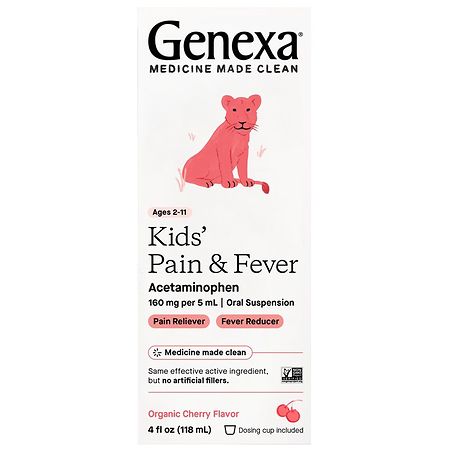 Genexa Kids Acetaminophen Pain & Fever Oral Suspension Syrup Cherry - 4.0 fl oz