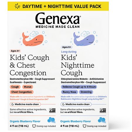 Genexa Kids' Daytime + Nighttime Cough Relief Blueberry - 4.0 fl oz x 2 pack