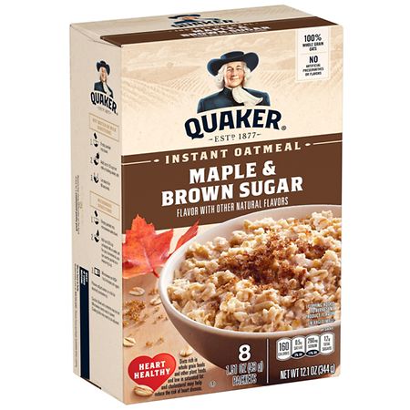Quaker Oats Instant Oatmeal Cup Maple Brown Sugar - 1.51 oz x 8 pack