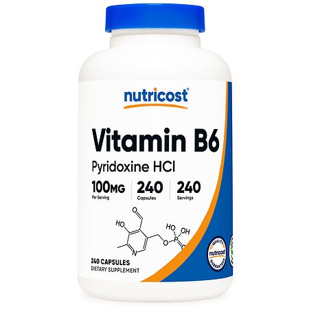 Nutricost Vitamin B6 (Pyridoxine HCl) 100 mg Capsules - 240.0 EA