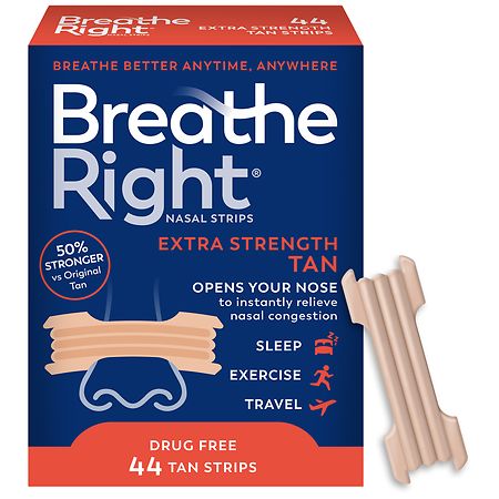 Breathe Right Extra Strength Nasal Strips Tan - 44.0 ea