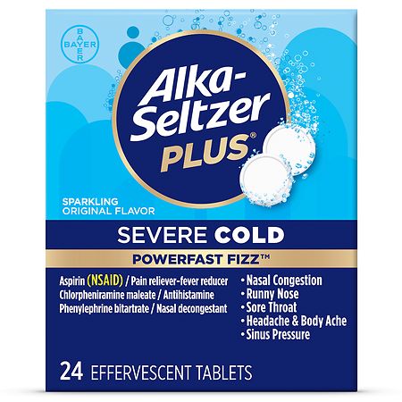 Alka-Seltzer Plus Severe Cold Effervescent Tablets Sparkling Original - 24.0 ea