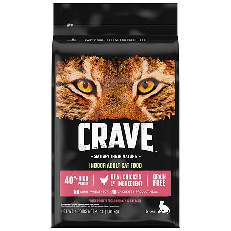Crave Grain Free Indoor Adult High Protein Natural Dry Cat Food Chicken & Salmon - 4.0 lb