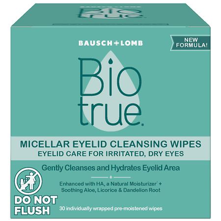 Biotrue Micellar Eyelid Cleansing Wipes - 30.0 ea