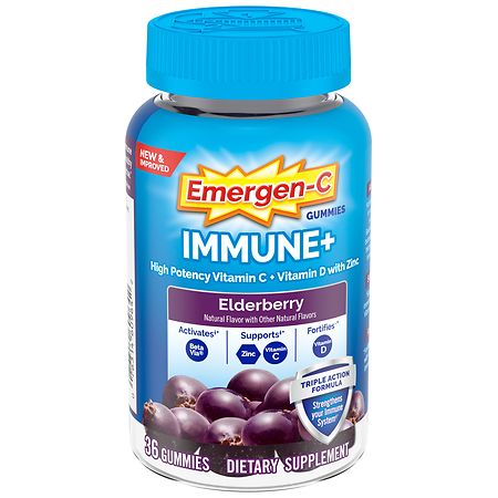 Emergen-C Immune+ Triple Action Gummies Elderberry - 36.0 ea