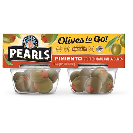 Pearls Pimiento Olives in To Go Cups - 1.6 oz x 4 pack