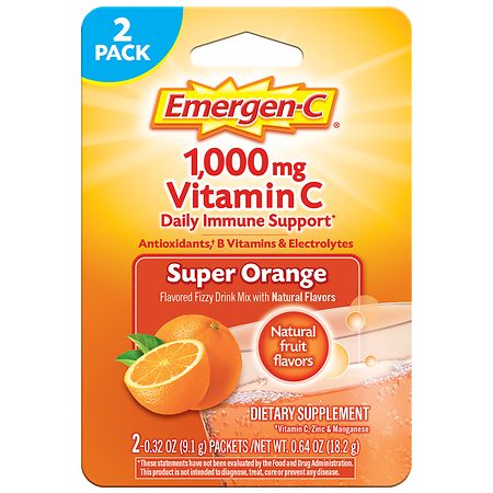 Emergen-C Vitamin C Powder Super Orange - 0.32 oz x 2 pack