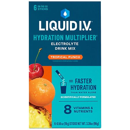 Liquid I.V. Hydration Multiplier Electrolyte Drink Mix Tropical Punch - 0.56 oz x 6 pack