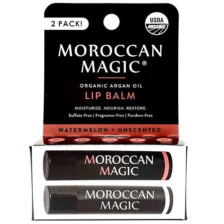 Moroccan Magic Lip Balm Watermelon + Unscented - 0.15 oz x 2 pack