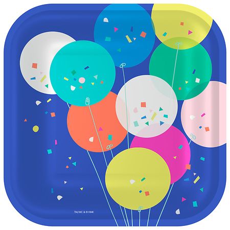 Hallmark Paper Dessert Plates (Balloons and Confetti) - 8.0 ea