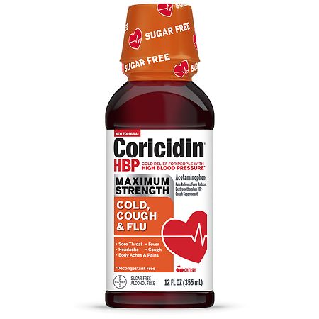 Coricidin HBP Maximum Strength Cold Cough & Flu Cherry - 12.0 fl oz