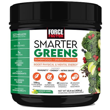 Force Factor Smarter Greens Energy Powder Lemon Lime - 15.4 oz
