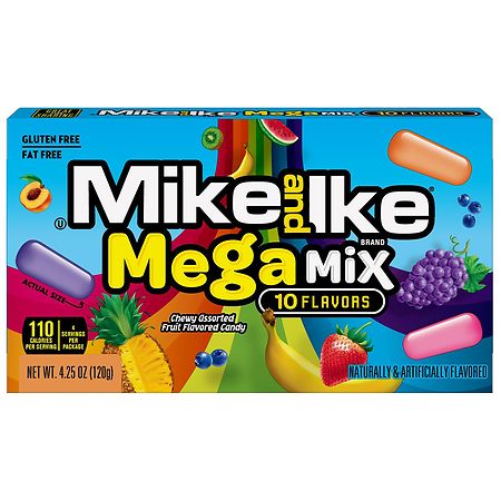 Mike and Ike Mega Mix Chewy Candy Fruit - 4.25 oz