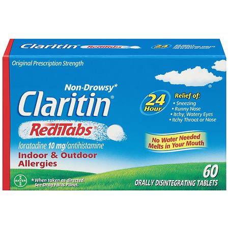 Claritin RediTabs Non-Drowsy 10 mg Original Prescription Strength Allergy Tablets - 60.0 ea