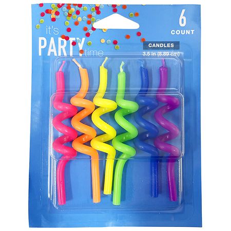 Festive Voice Curly Neon Candles - 6.0 EA