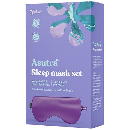 Asutra Sleep Mask Set with Weighted Silk Eye Pillow & Cooling Gel Mask Lavender - 1.0 set