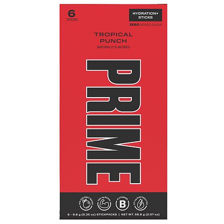 Prime Hydration Sticks Tropical Punch - 0.35 oz x 6 pack