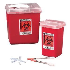 Kendall Healthcare SharpSafety&#226;&#8222;&#162; Autodrop&#226;&#8222;&#162; Phlebotomy Container 1 Quart, Red