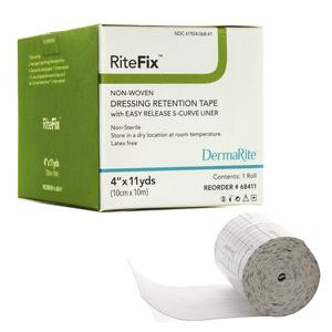 Ritefix Non-woven Dressing Retention Tape With Easy Release Curve Liner, 4&quot; X 11 Yds